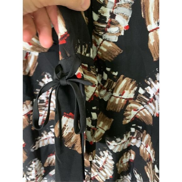 Lafayette 148 100% silk Desra Impasto Leaf-print blouse top women's size XL - Picture 5 of 6